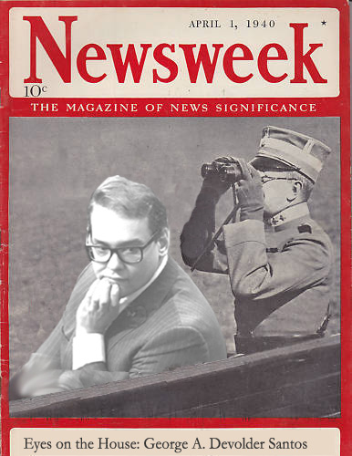 George Santos featured on the cover of Newsweek Magazine, April 1940