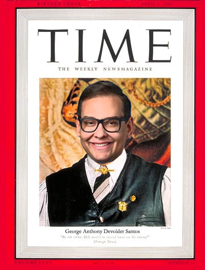 George Santos featured on the cover of Time Magazine, April 1940