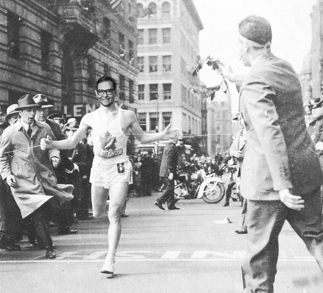 George Santos wins 1940 Boston Marathon